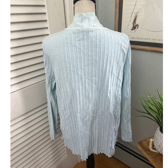 FOCUS Womens Cardigan Light Blue Open Textured Cotton Lagenlook Boho Capsule S - Picture 5 of 10